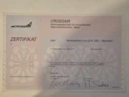 2 Crossair Aktie  Aktien Zertifikat Inhaberaktie Aviatik
