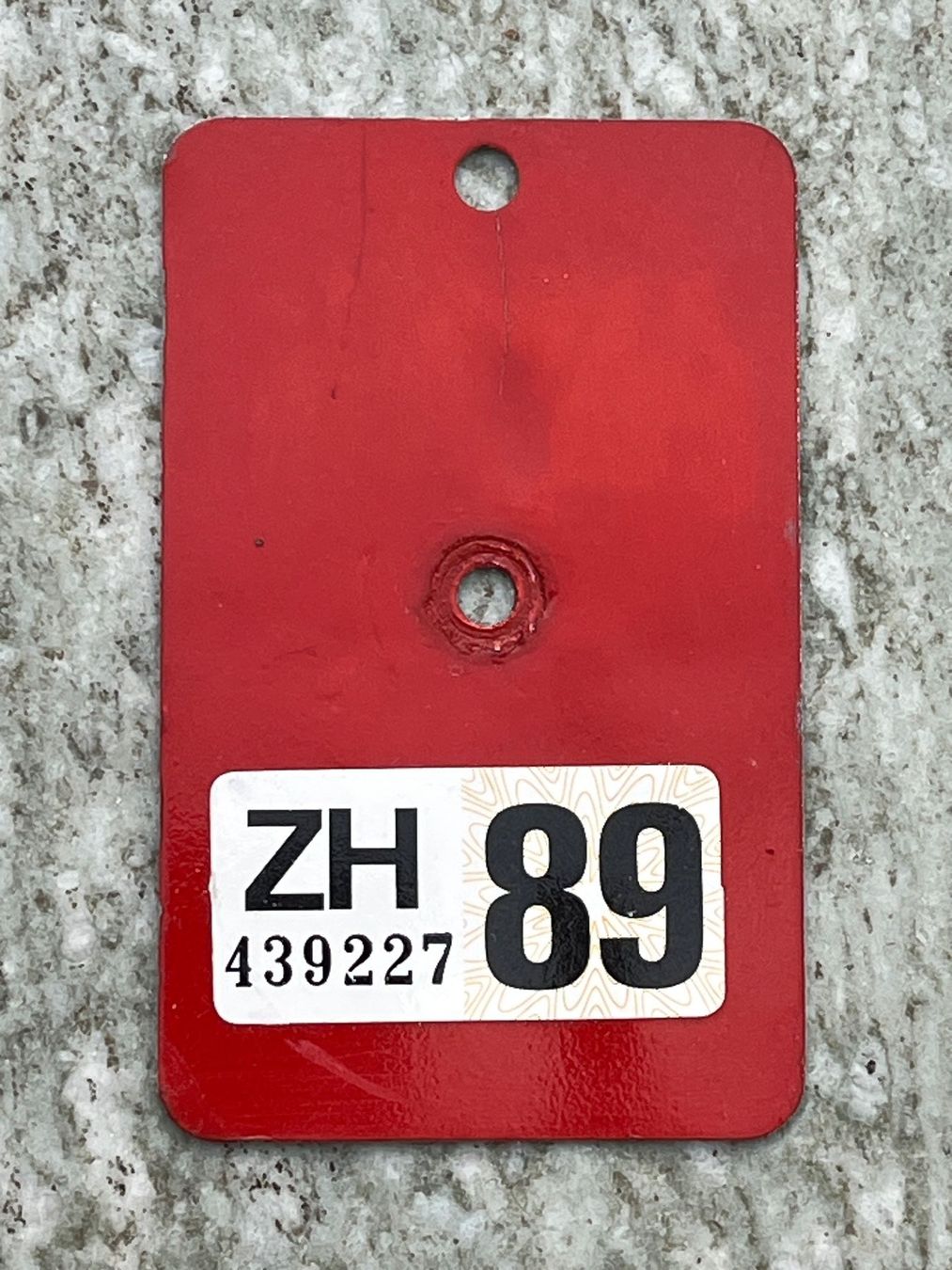 Schilder: Velonummer ZH 89 (mit Kleber) – Gebraucht aus Winterthur von Wusa01