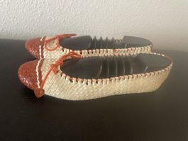 Ballerines Baldinini tressées cuir crème et orange t 38