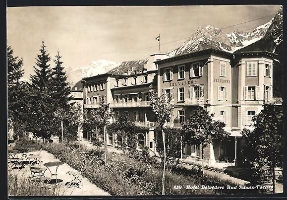 Cartoline postali: Bad Schuls-Tarasp, Hotel Belvedere mit d – Usato da Berlin venduto da bartko-reher