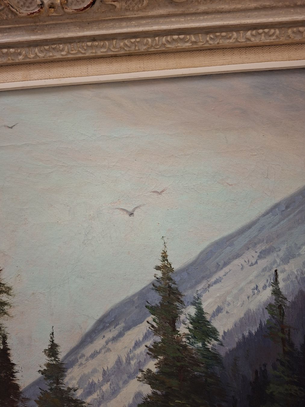 Dipinti: Gemälde Winterlandschaft mit Berg und Tannen – Usato da Olten venduto da Mezopotamya 3