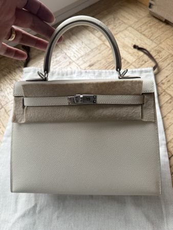 Hermes Kelly 25 sellier craie