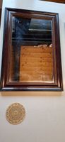 Miroir rectangulaire avec cadre en bois foncé ancien