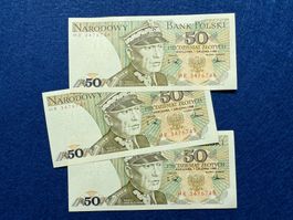 Warschau 1988 - Polen - 3 x 50 Zloty aUNC-UNC
