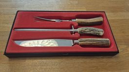 Dreizack Solingen Tranchier-Set mit  Hirschhorngriff