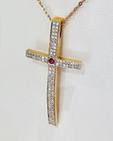 NEUE GOLDKETTE MIT 98 NATURAL DIAMANTEN GOLD-KREUZ