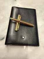 Montblanc Leder-Etui & Nespen Kugelschreiber (vergoldet)