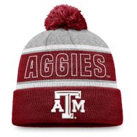 Strickmütze ATM Aggies mit Bommel Grau/Bordeauxrot Neu