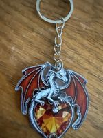Schlüsselanhänger-Drache schützendes Herz - 2D Flach - Acryl