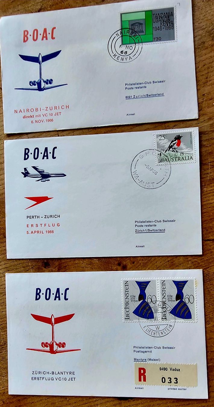 Tous les timbres: BOAC  - 3 Erstflug Briefe – D'occasion à Les Valettes par Nuba1