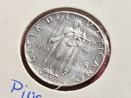 Vatikanstadt 5 Lire 1958 unz Pius XII. Iustitia