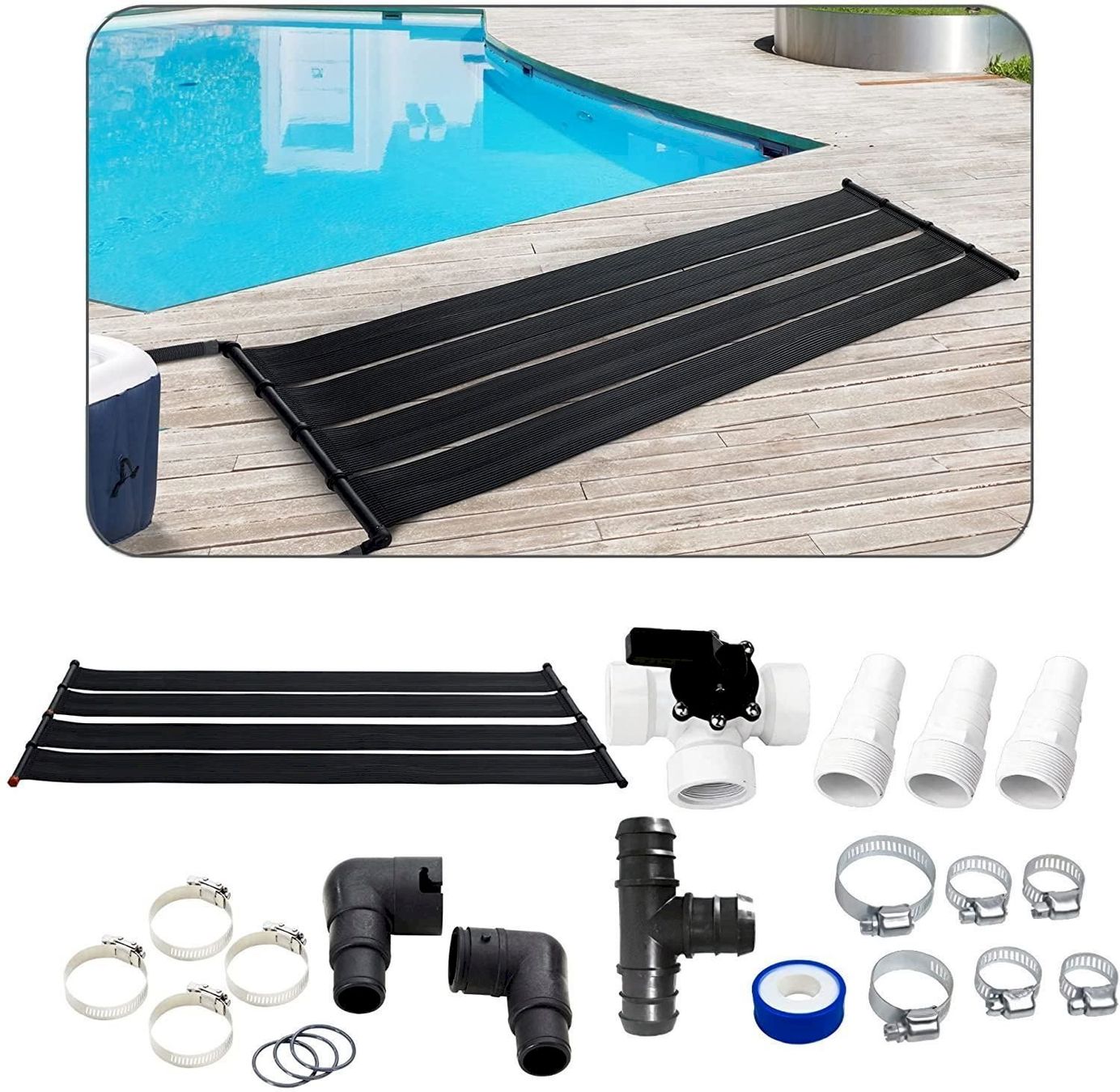 Solargeräte und Solarprodukte: AREBOS 2x Poolheizung 300x66 + BypassSet – Neu und originalverpackt aus Bottighofen von zaap