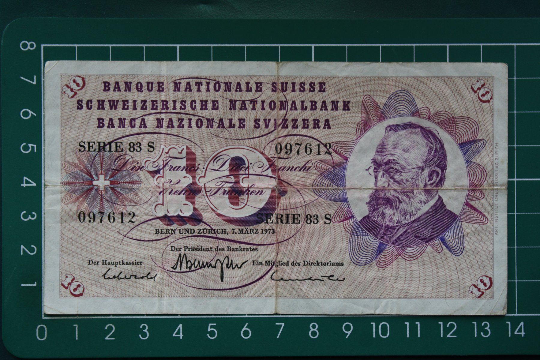 Banconote: gottfried keller banknote 10 franken 1973 – Usato da Laupen BE venduto da Gufi57