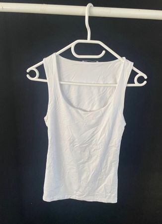Zara Top Sommer Basic weiss, Grösse S