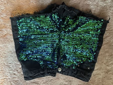 Topshop Mom Shorts, Grösse 34, paillettenbesetzt, schwarz