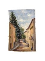 Kleins Gemälde, idyllische Strassenszene 17,8 × 11.6