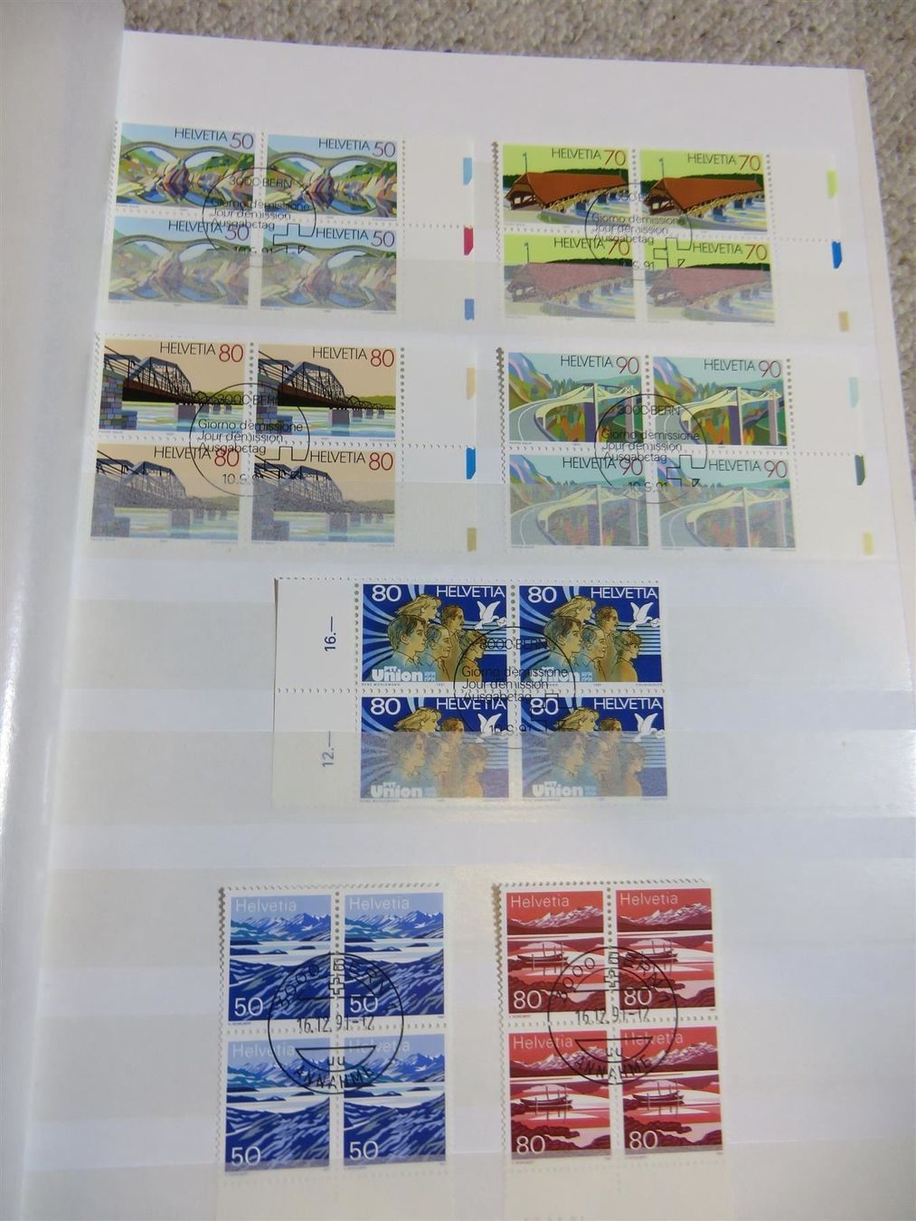 Alle Briefmarken: 1991 4er-Blocks ET inkl. PJ + PP – Gebraucht aus Spiez von Crazyduck 1