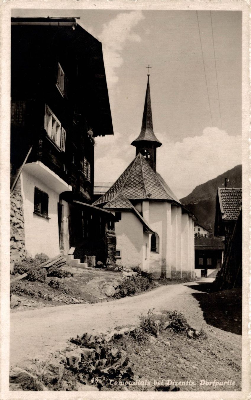Ansichtskarten: Compadials bei Disentis. Hotel Pension Badus – Gebraucht aus Bronschhofen von Astore