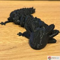 Articulated Axolotl 3D Printed Figure Black Desk Toy
