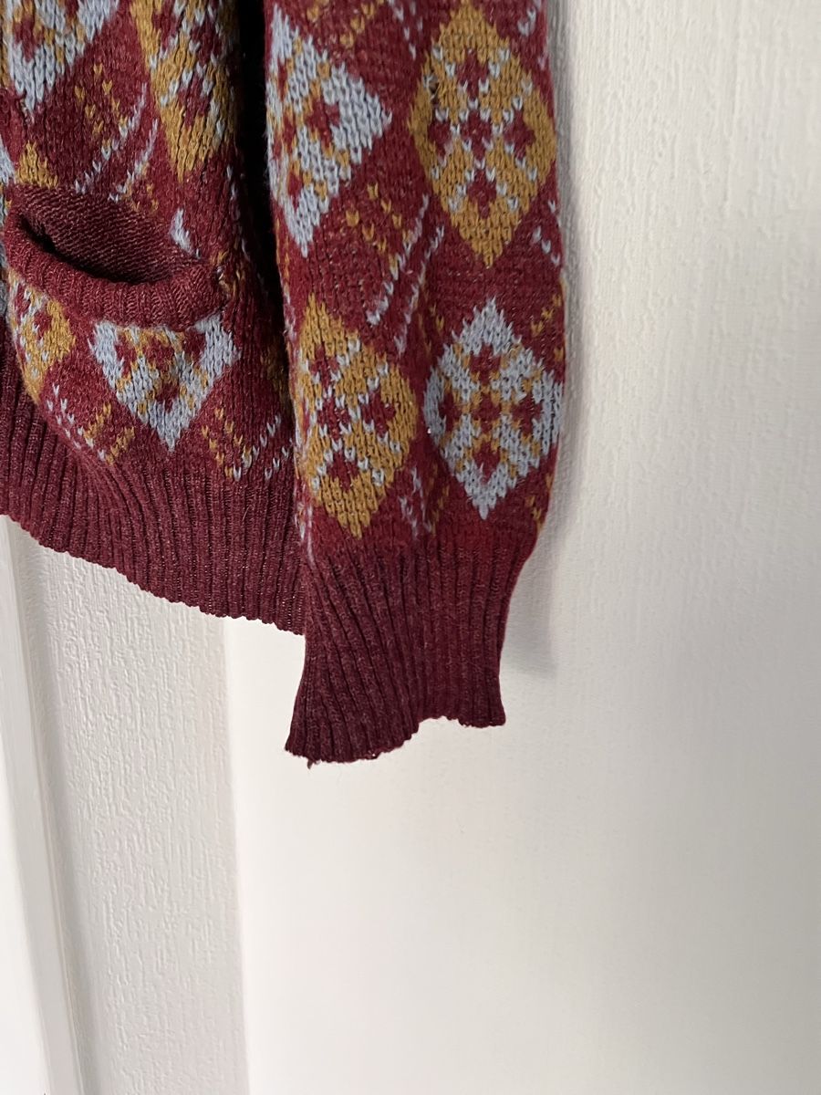 Maglioni & Felpe: Vintage Cardigan Marzia argyle pattern maroon men's size L  – Usato da Lausanne venduto da Danash 2