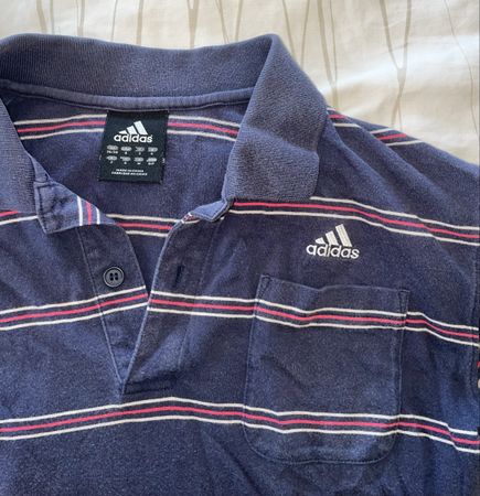 Vintage Adidas Polo Shirt gestreift