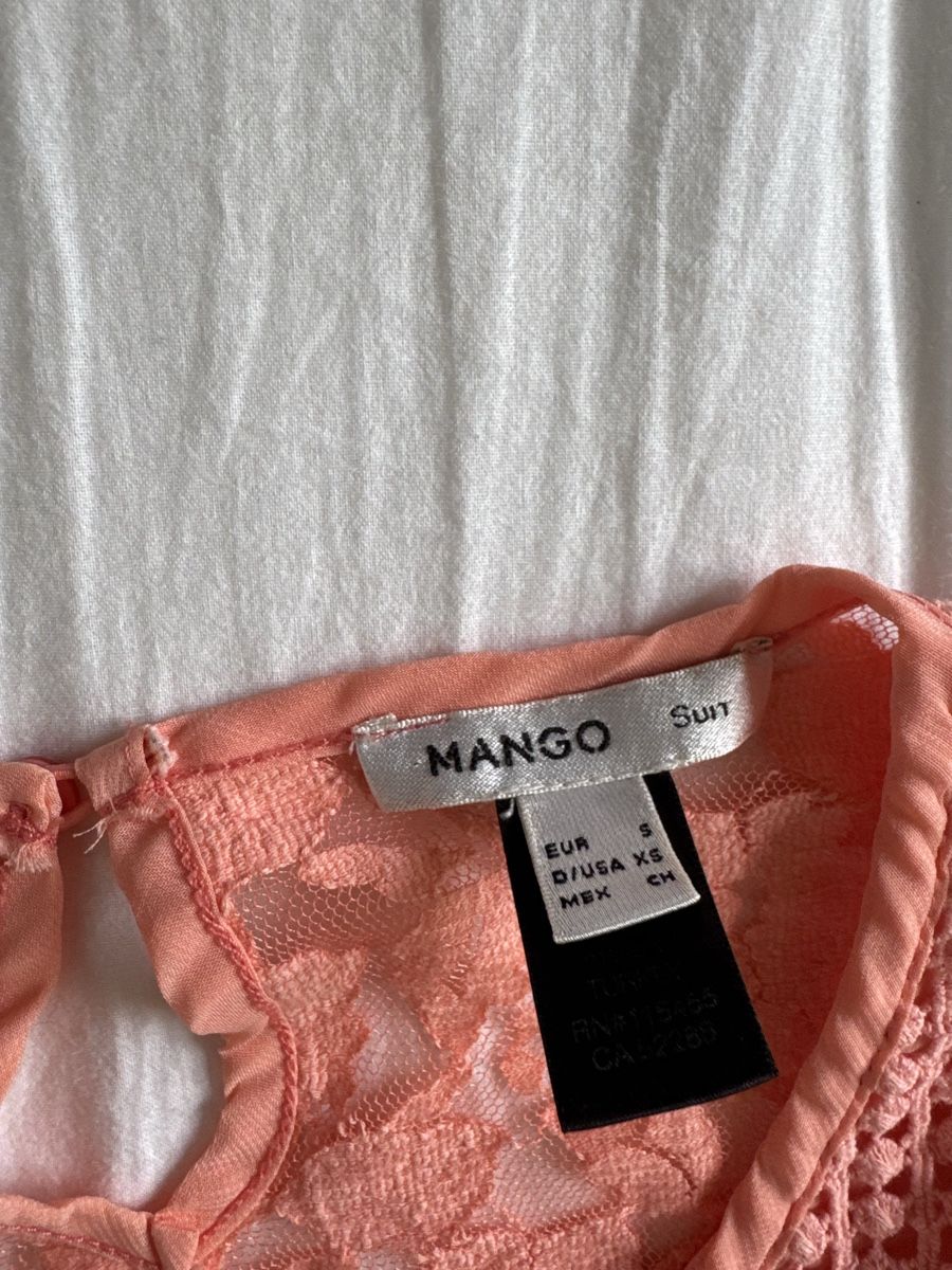 Mango Camicette: Mango Lace Top Size S Summer Boho Chic Crochet Trim Tunic – Usato da Zürich venduto da olalinda 4