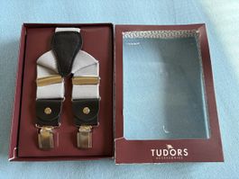 Tudors Hosenträger grau mit Leder Details neu