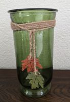 Dekovase aus Glas mit Blättern, Vintage Stil