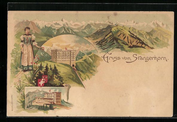 Cartes postales: Litho Stanserhorn, Hotel mit Bergen – D'occasion à Berlin par bartko-reher