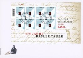 Basler Taube Zierbogen 2020, Tag der Briefmarke, auf FDC