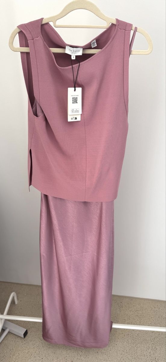Ted Baker Robes: Ted Baker MACHAR 2-in-1 Satinkleid & Stricktop Rosa  – Neuf avec emballage d'origine à Zürich par di_archive 7