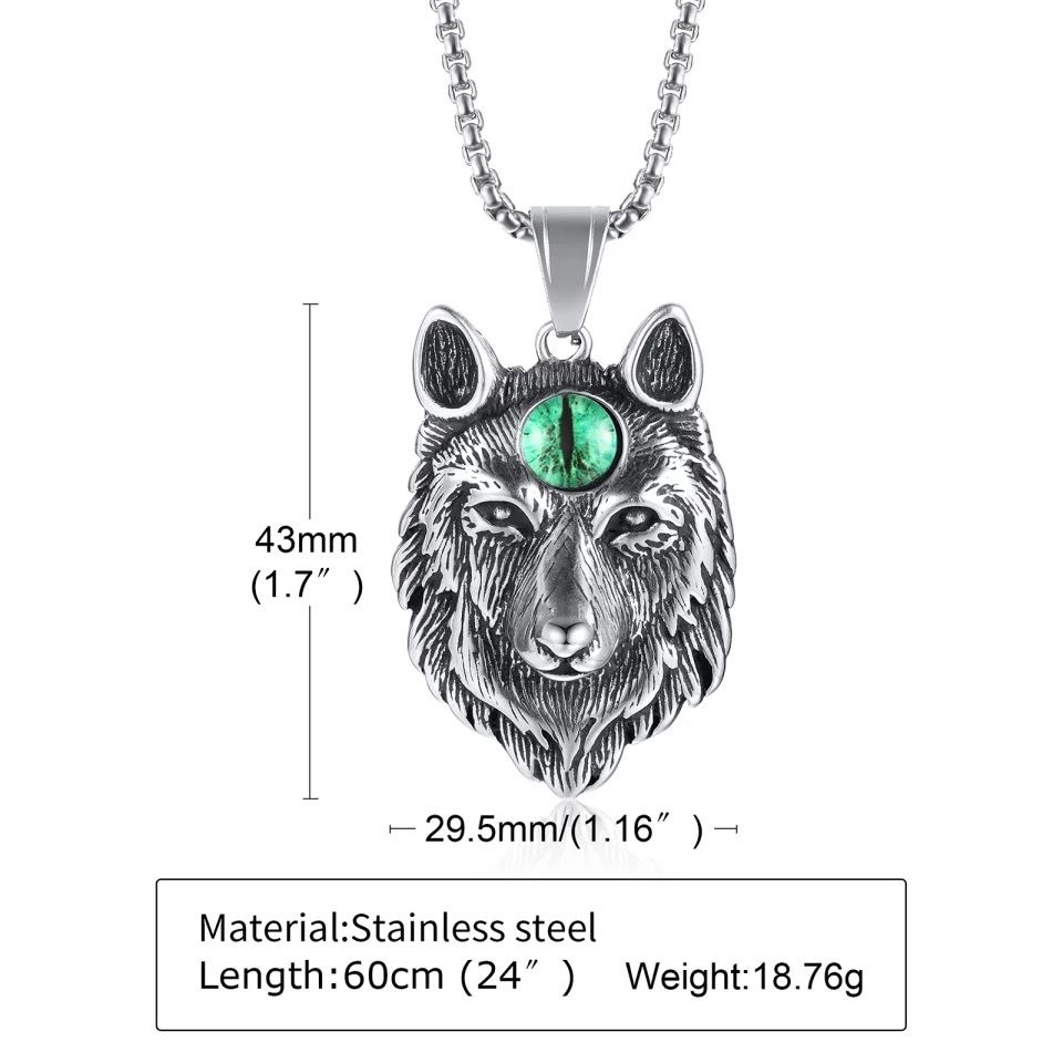 Ketten: Men necklace silver wolf face blue stone – Neu und originalverpackt aus Aarburg von StavFashion 2