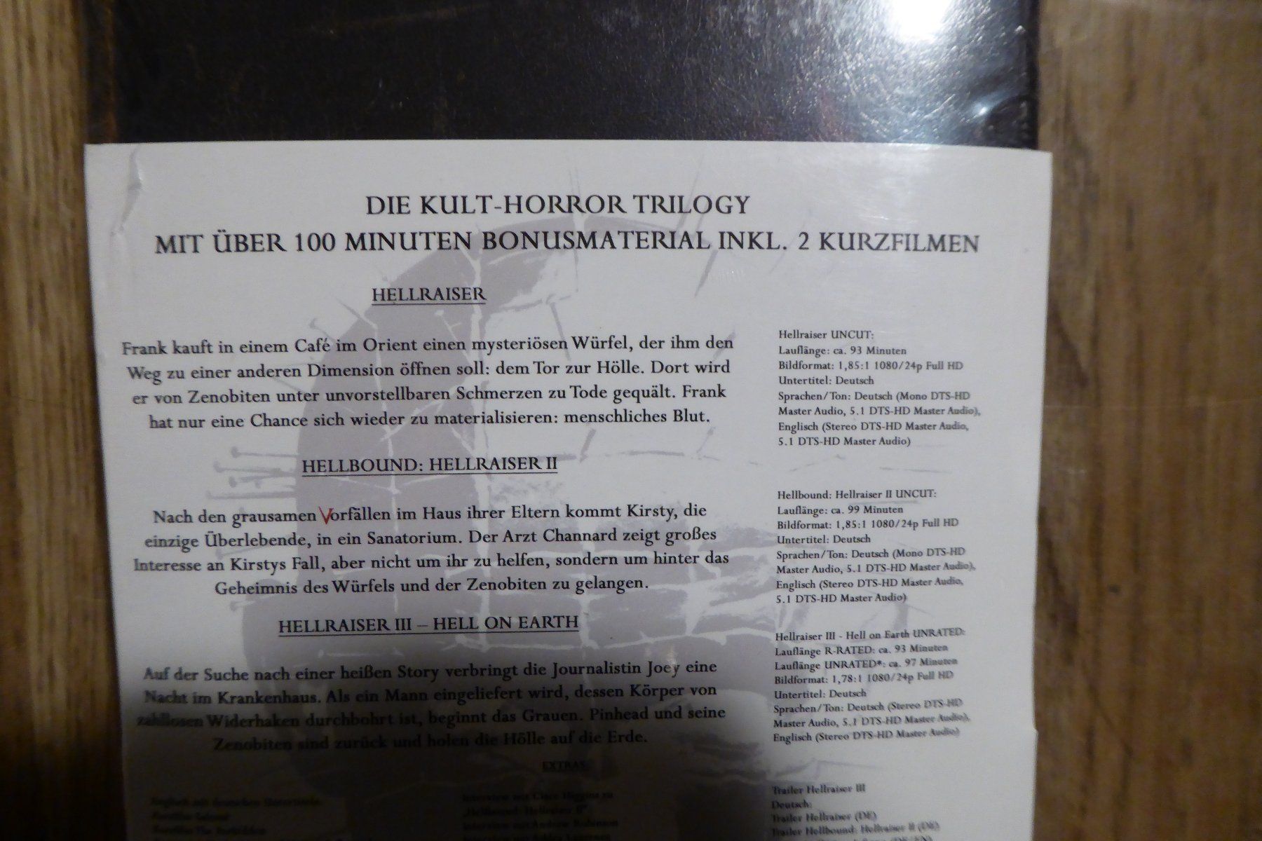 Tutti i DVDs: Mediabook wattiert Hellraiser Trilogie – Nuovo e nell'imballaggio originale da Allschwil venduto da Summelsarium 2