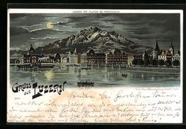 Litho Luzern, Uferpartie mit Pilatus