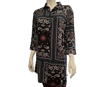BODYFLIRT Leichte Bluse Gr. 42 schwarz, gemustert