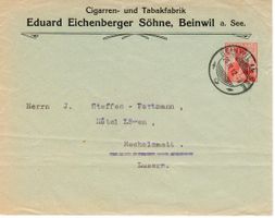 Briefganzsache ,Tabakfabrik Eichenberger Beinwil a. See 1912