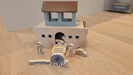 Noah's Ark wooden toy, animal figures, people figures