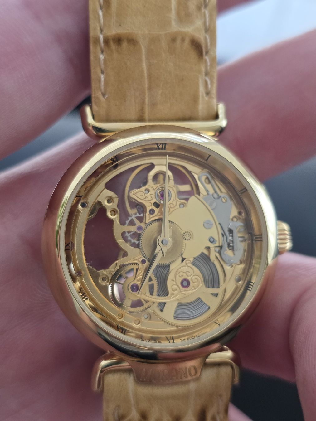 Eta Orologi: Belle montre squelette décoré dorée ETA 2801-2 – Usato da Grand-Lancy venduto da Precision-GE