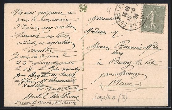 Cartoline postali: Lac Léman, Bateau-Salon Simplon et les  – Usato da Berlin venduto da bartko-reher 1
