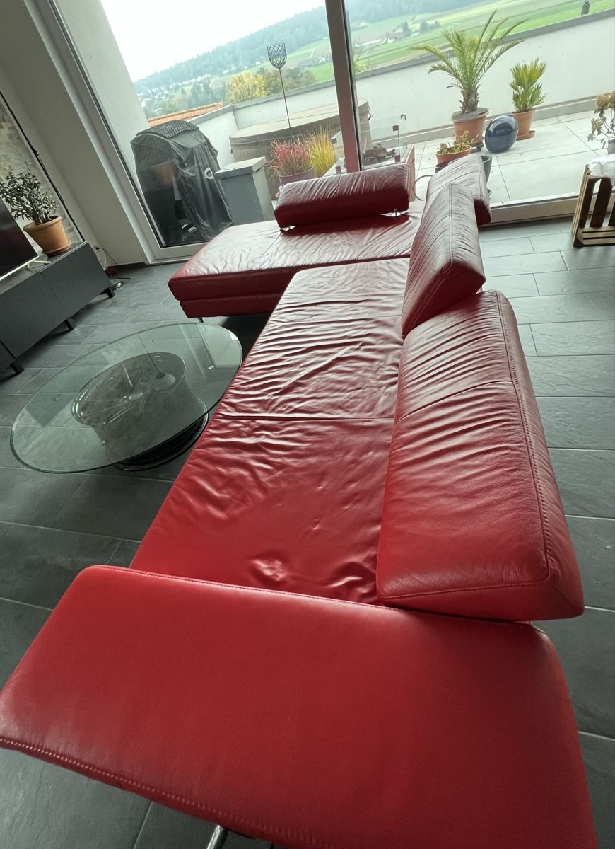 Divani: Rotes Echtleder-Sofa – Usato da Wolfwil venduto da Poulet60 1