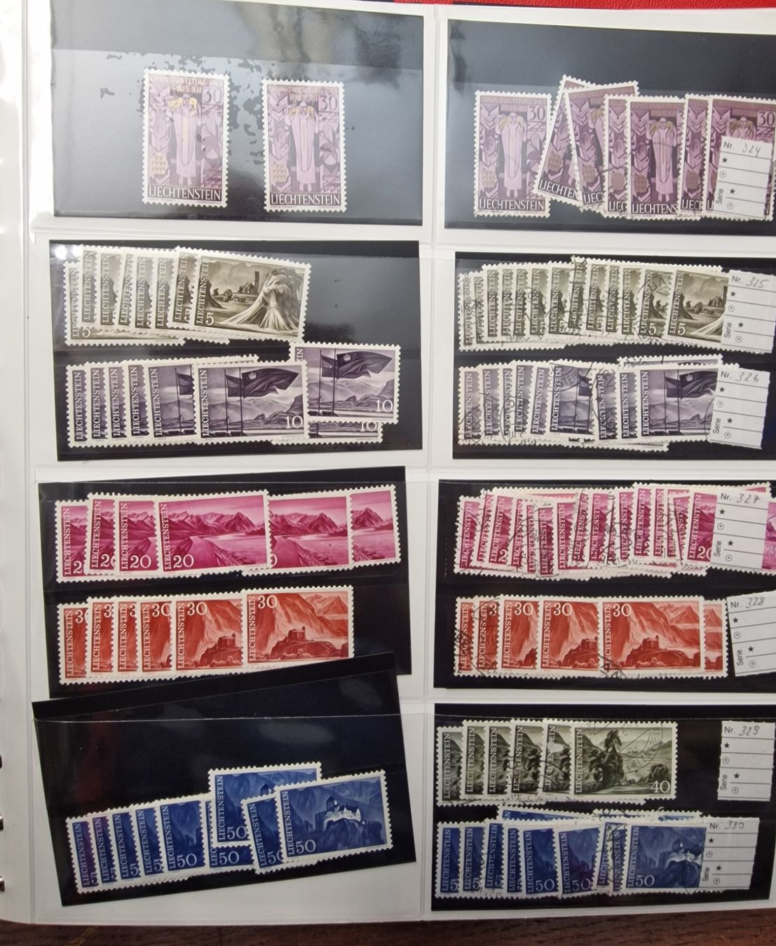 Alle Briefmarken: MEGA Lagerbuch FL 353-477 ** & o / einzel & 4-er Blocks + – Gebraucht aus Aesch LU von briefmarken.uray