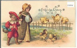 Fröhliche Ostern! - Joyeuses Paques - Präge-Litho