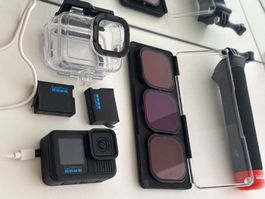 GoPro Hero 13 Zubehoer Set, Gehaeuse, Filter und Akkus