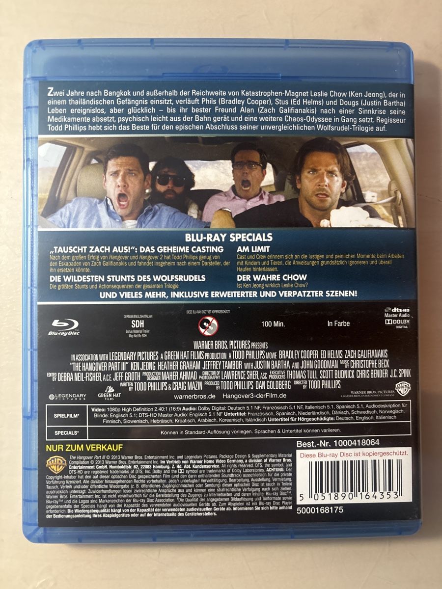 Tutti i DVDs: Hangover 3 - Blu-ray - Der letzte Trip der Wolfsrudel! – Nuovo (secondo la descrizione) da Ruswil venduto da Slivio_ 1