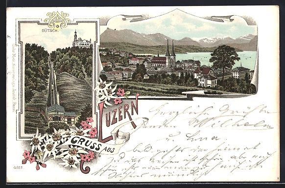 Ansichtskarten: Litho Luzern, Bergbahn am Gütsch, Ortsa – Gebraucht aus Berlin von bartko-reher