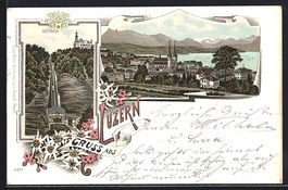 Litho Luzern, Bergbahn am Gütsch, Ortsa