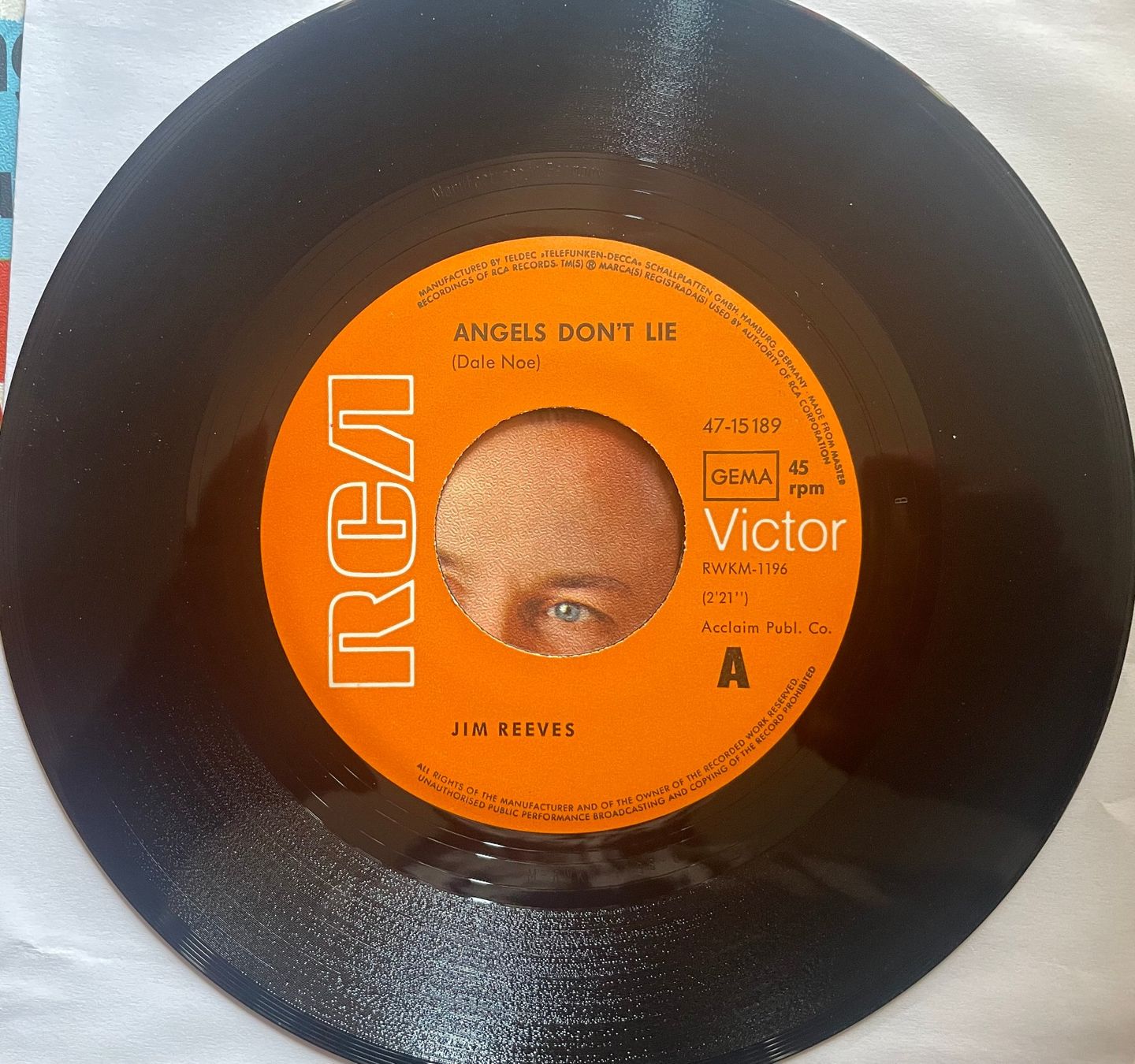 Dischi in vinile: 7", Jim Reeves, Angels don't Lie, D – Usato da Kleinlützel venduto da Vinylspezi 2