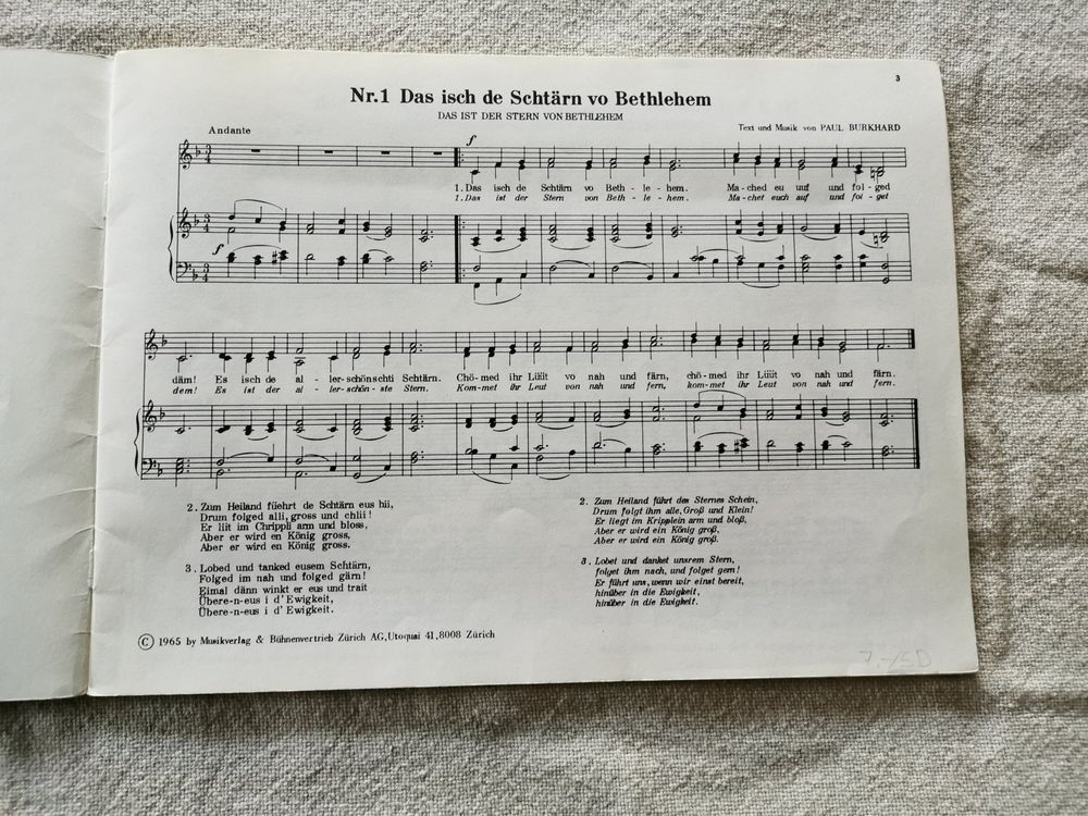 D'Zäller Wiehnacht, Klaviernoten und Gesang Kaufen auf Ricardo