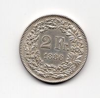 (1304) Schweiz, 2 Franken 1886, unz/stgl