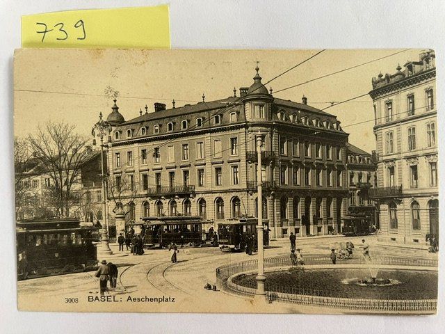Ansichtskarten: alte Ansichtskarte Basel Aeschenplatz, 1908 mit Stempel – Gebraucht aus Niederwil AG von dahu75